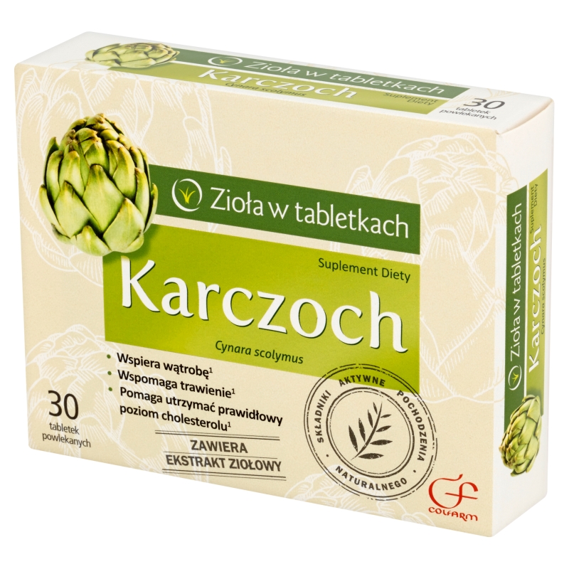 Karczoch, tabletki ze składnikami wspierającymi trawienie i wątrobę, 30 szt.