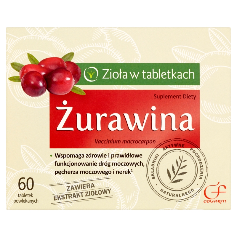 Żurawina , tabletki powlekane ze składnikami wspierającymi drogi moczowe, 60 szt.