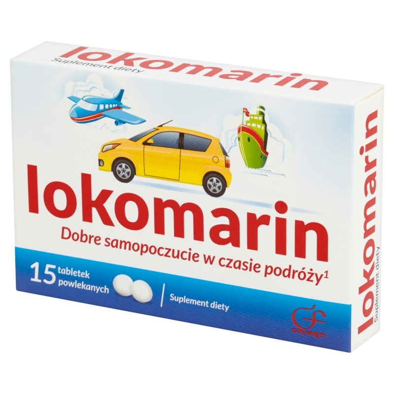 Lokomarin, tabletki z wyciągiem z imbiru wspierającym dobre samopoczucie podczas podróży, 15 szt.