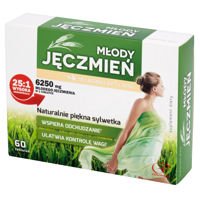 Młody jęczmień, tabletki ze składnikami wspierającymi odchudzanie, 60 szt.