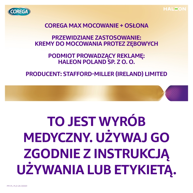 Corega Max Osłona, krem mocujący do protez zębowych o neutralnym smaku, 40 g