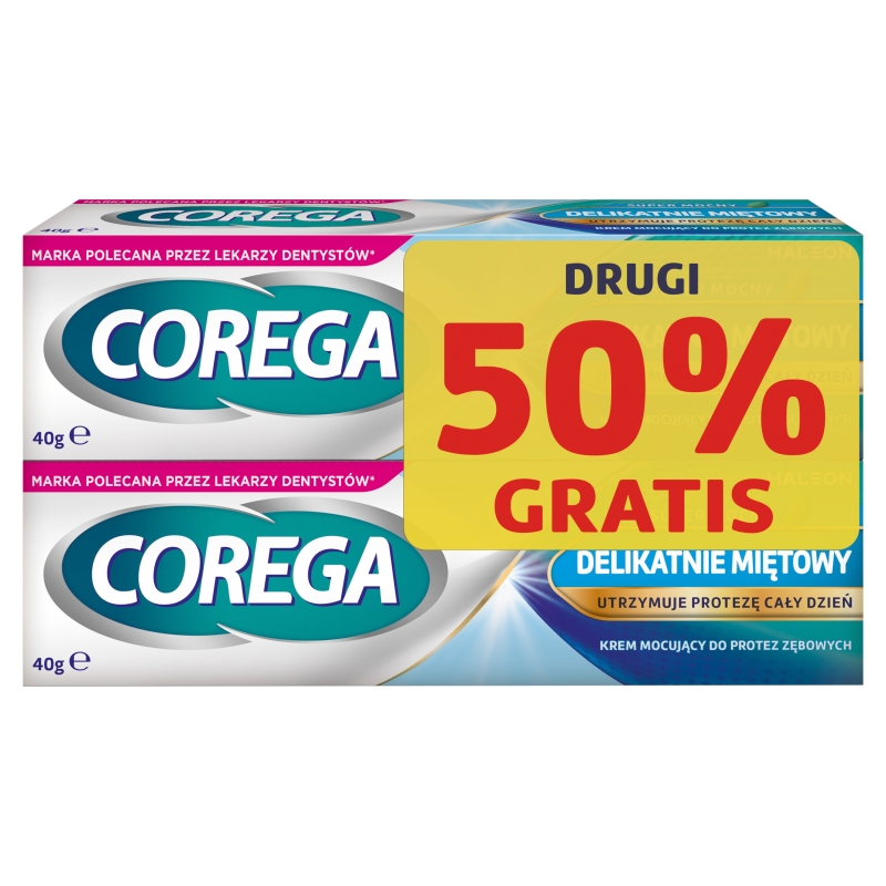 Corega Extra Strong, krem mocujący, delikatnie miętowy, 2 x 40g