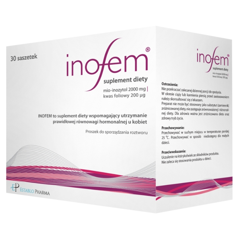Inofem, proszek w saszetkach ze składnikami wspomagającymi równowagę hormonalną, 30 szt.