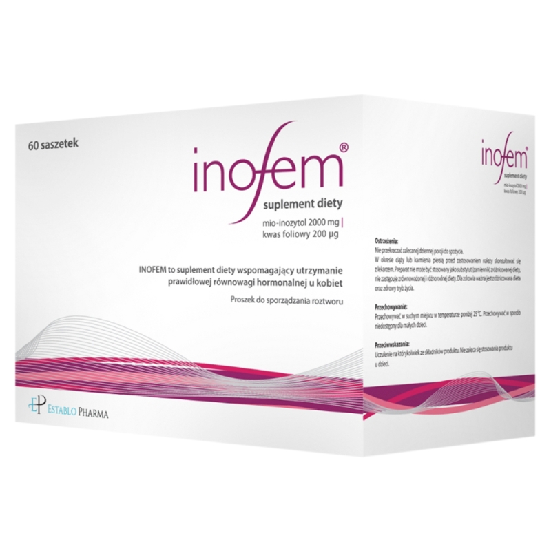 Inofem, proszek w saszetkach ze składnikami wspomagającymi równowagę hormonalną, 60 szt.