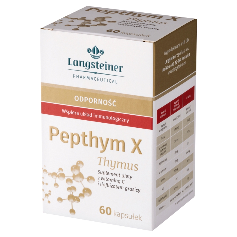 Pepthym X Thymus , kapsułki ze składnikami wspierającymi układ odpornościowy, 60 szt.