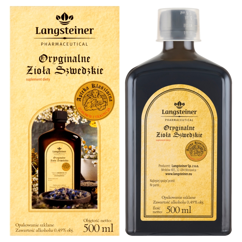 Bitter Oryginalne Zioła Szwedzkie , płyn ze składnikami wspomagającymi trawienie, 500 ml