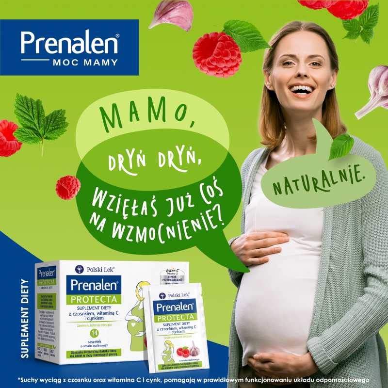 Prenalen, proszek dla kobiet w ciąży i matek karmiących o smaku malinowym, 14 sasz.