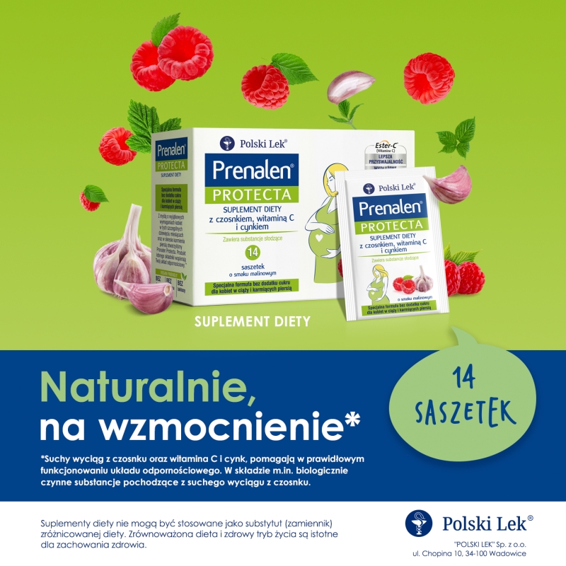 Prenalen, proszek dla kobiet w ciąży i matek karmiących o smaku malinowym, 14 sasz.