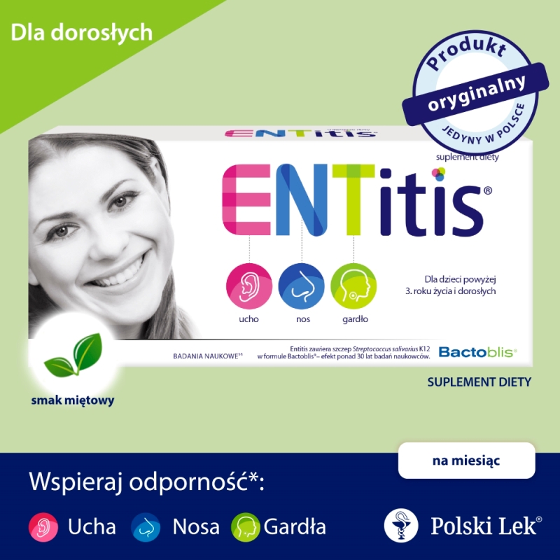ENTitis o smaku miętowym,, 30 pastylek
