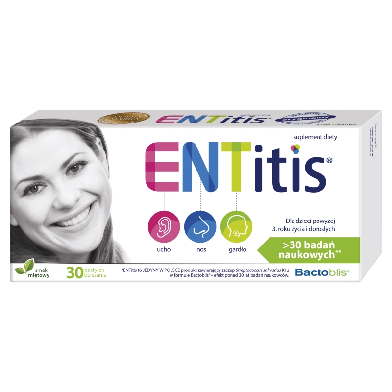 ENTitis o smaku miętowym,, 30 pastylek