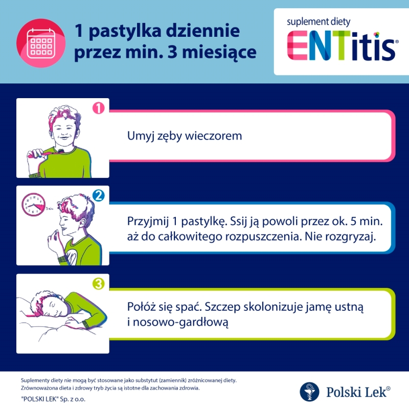 ENTitis, pastylki  o smaku truskawkowym, 30 szt.