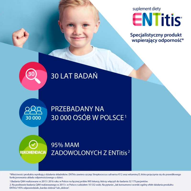 ENTitis, pastylki  o smaku truskawkowym, 30 szt.