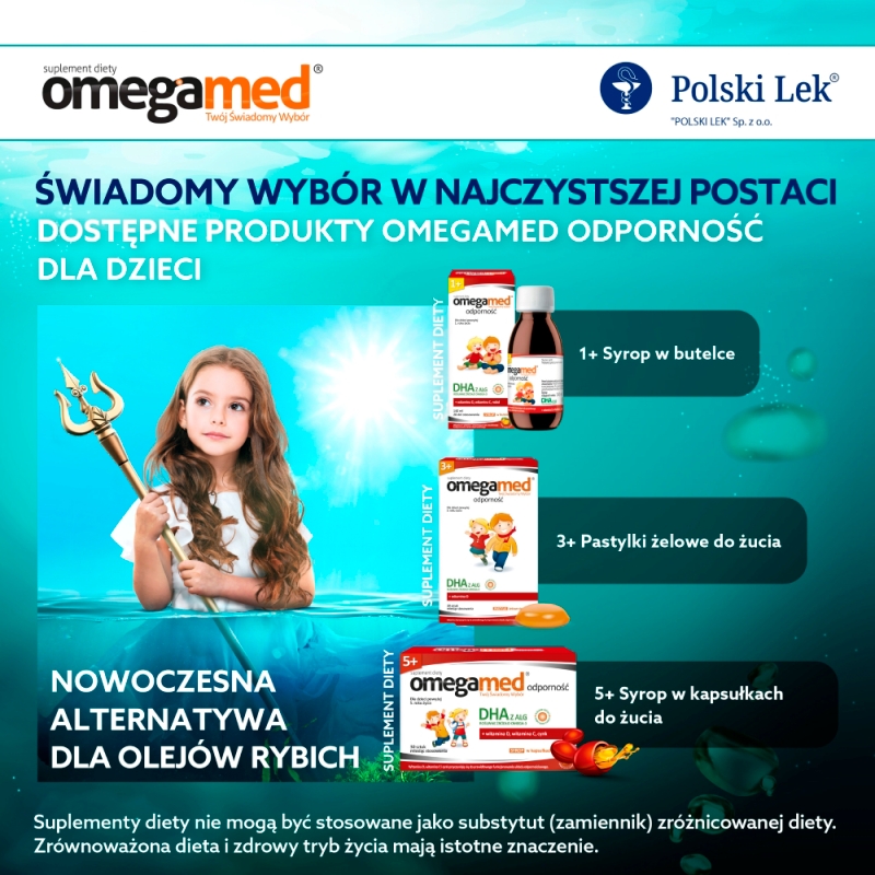 Omegamed Odporność 1+, syrop ze składnikami wspierającymi odporność o smaku pomarańczowym, 140 ml