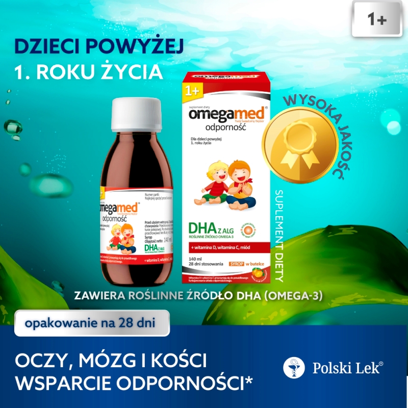 Omegamed Odporność 1+, syrop ze składnikami wspierającymi odporność o smaku pomarańczowym, 140 ml