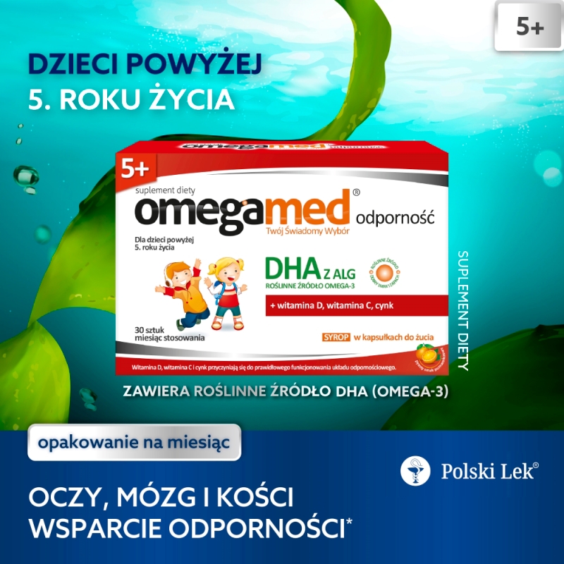 Omegamed Odporność 5+, kapsułki do żucia dla dzieci powyżej 5. roku życia, 30 szt.
