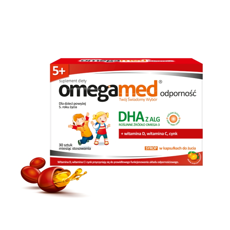 Omegamed Odporność 5+, kapsułki do żucia dla dzieci powyżej 5. roku życia, 30 szt.
