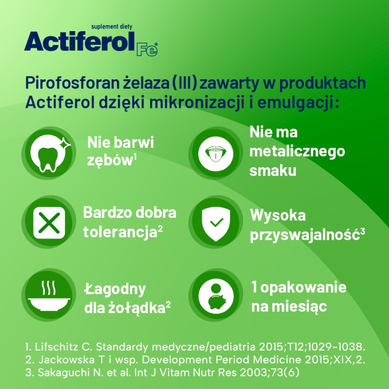Actiferol Fe 15 mg, proszek ze składnikami uzupełniającymi dietę w żelazo, 30 sasz.
