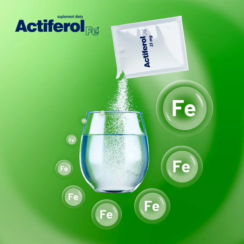Actiferol Fe 15 mg, proszek ze składnikami uzupełniającymi dietę w żelazo, 30 sasz.