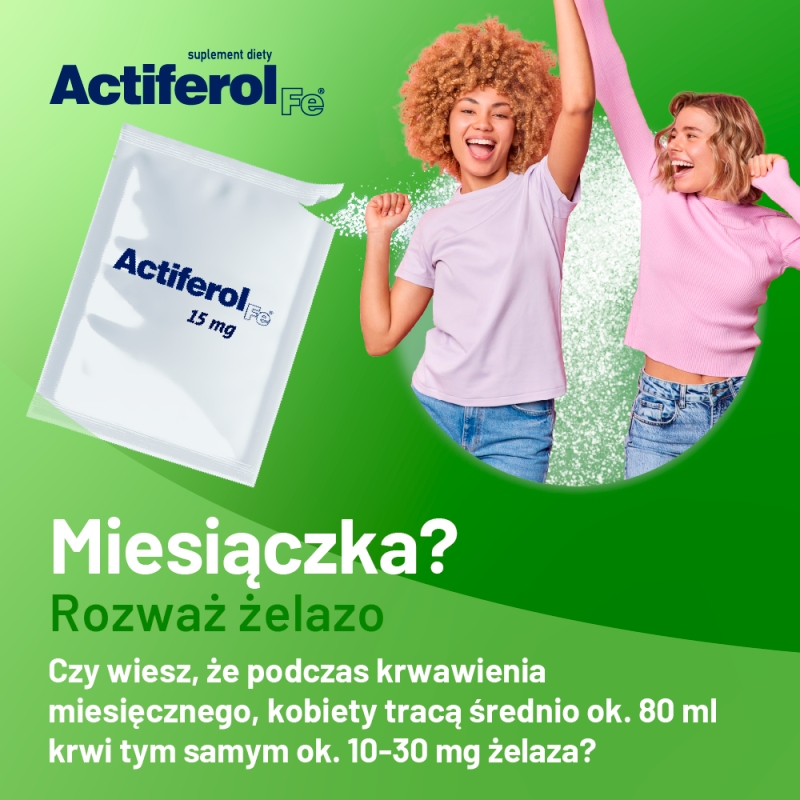 Actiferol Fe 15 mg, proszek ze składnikami uzupełniającymi dietę w żelazo, 30 sasz.