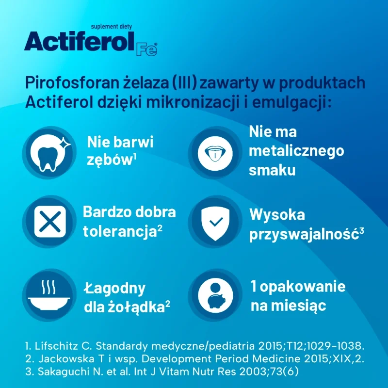 Actiferol Fe, saszetki ze składniakami uzupełniającymi dietę w żelazo, 30 szt.