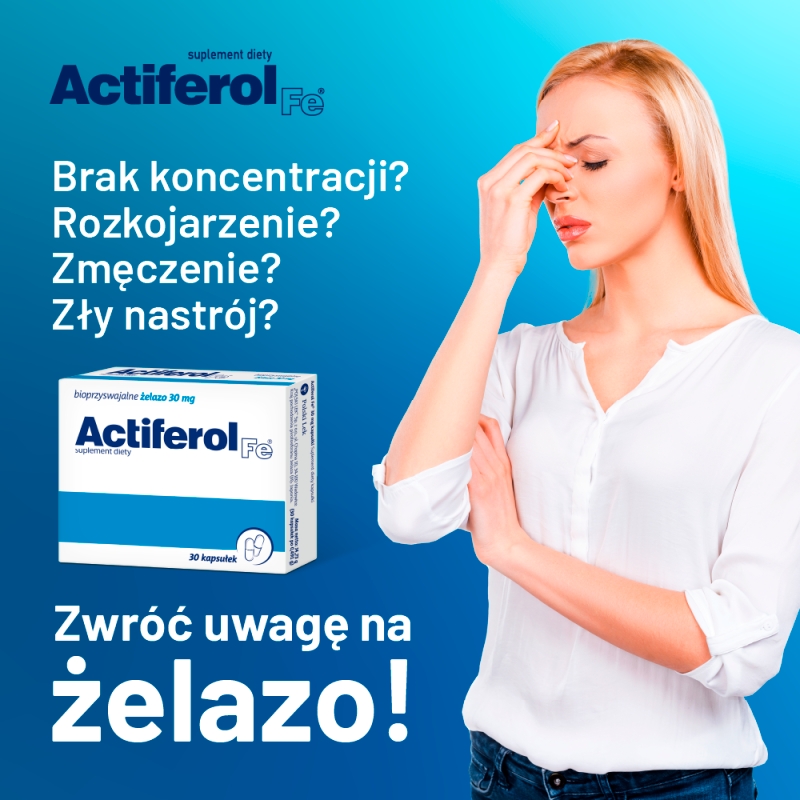 Actiferol Fe , kapsułki ze składnikami uzupełniającymi codzienną dietę w żelazo, 30 szt.