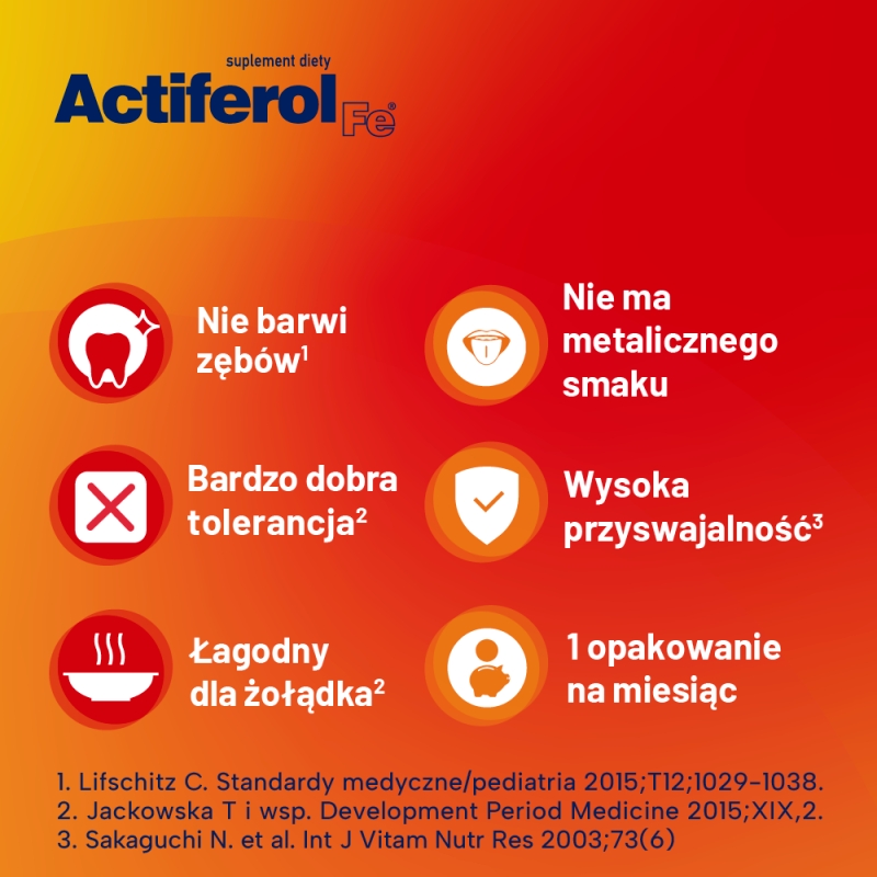Actiferol Fe Start, saszetki ze składniakami uzupełniającymi dietę w żelazo i kwas foliowy, 30 szt.