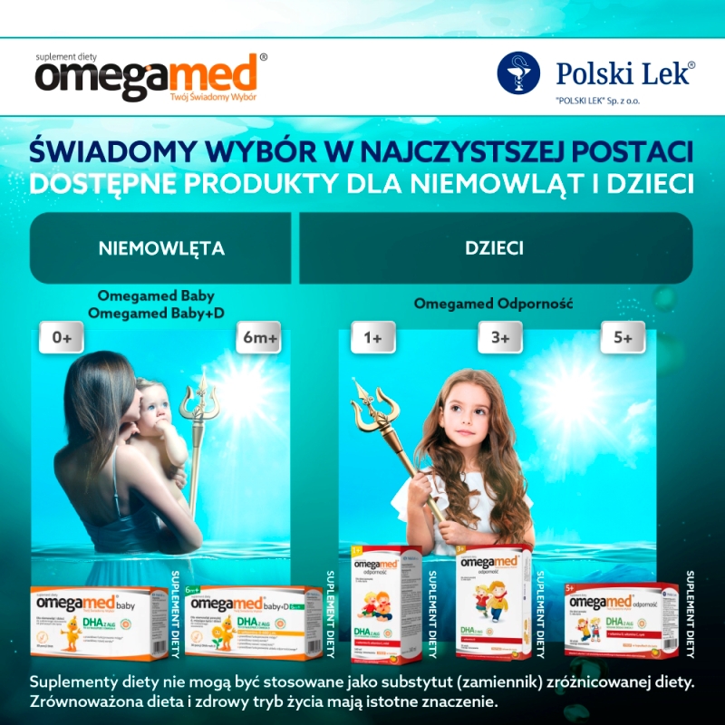 Omegamed Baby, kapsułki twist-off ze składnikami uzupełniającymi dietę w kwas DHA, dla niemowląt, 30 szt.