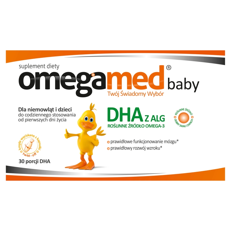 Omegamed Baby kapsułki twist-off ze składnikami uzupełniającymi dietę w kwas DHA, dla niemowląt, 30 szt.