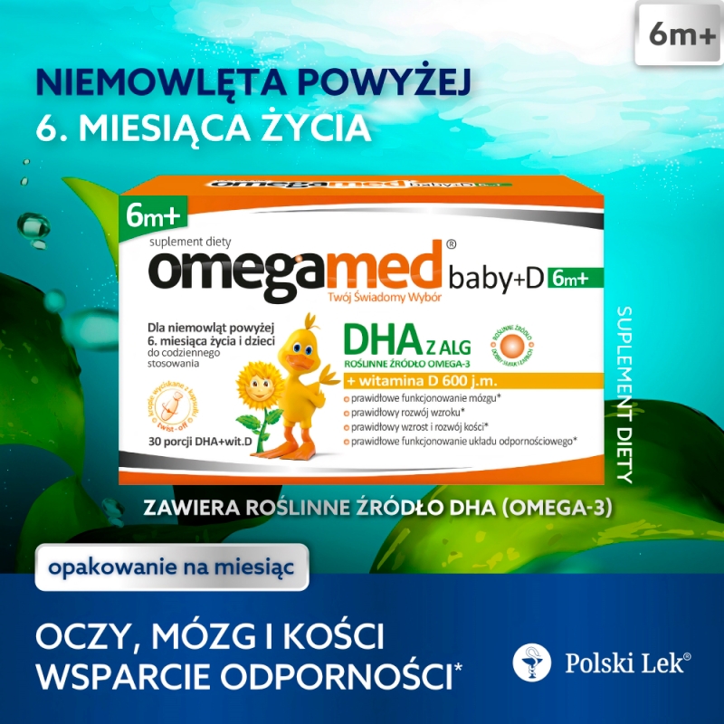 Omegamed Baby +D 6m+, kapsułki twist off z DHA i witaminą D dla niemowląt, 30 SZT.