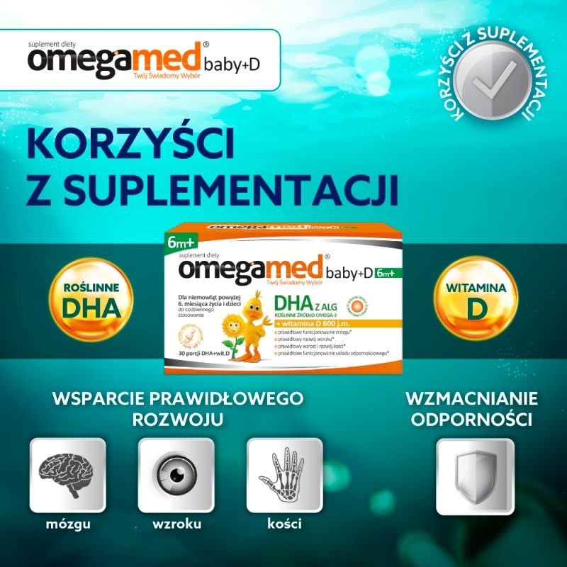 Omegamed Baby +D 6m+, kapsułki twist off z DHA i witaminą D dla niemowląt, 30 SZT.