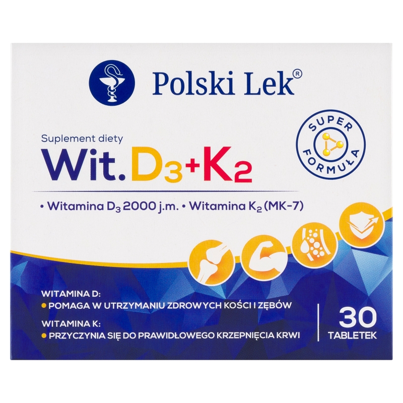 Sundovit D3 + K2 tabletki ze składnikami wspierającymi zdrowe kości i zęby, 30 szt.