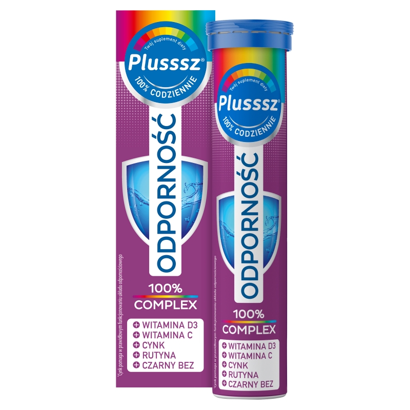 Plusssz Odporność 100% Complex, tabletki na odporność z witaminą C, 20 szt.