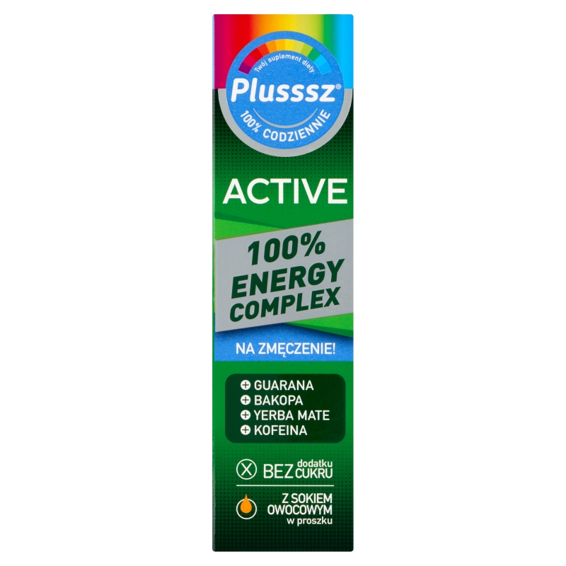 Plusssz Active 100% Energy Complex, tabletki musujące ze składnikami redukującymi zmęczenie, 20 szt.