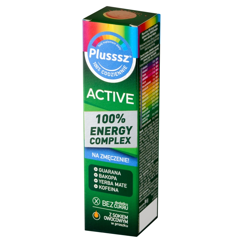 Plusssz Active 100% Energy Complex, tabletki musujące ze składnikami redukującymi zmęczenie, 20 szt.