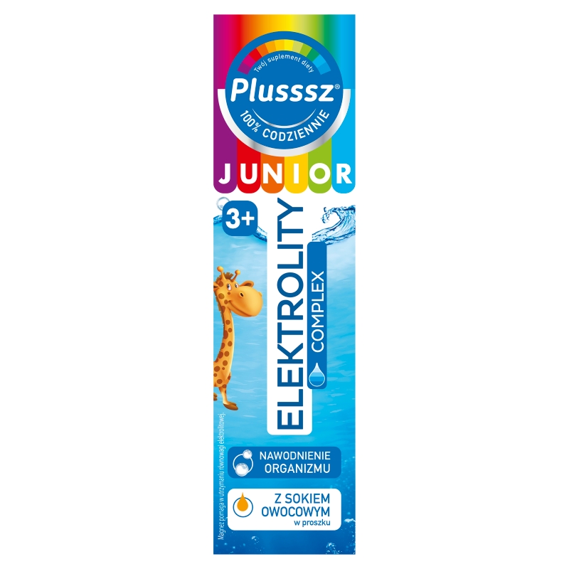 Plusssz Junior Elektrolity Complex, tabletki musujące z witaminami dla dzieci powyżej 3 roku życia, 20 szt.