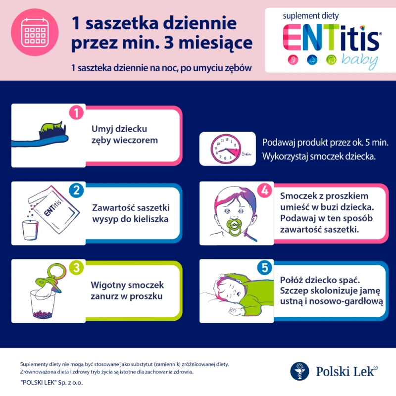 ENTitis Baby, proszek w saszetkach dla dzieci i niemowląt o smaku bananowym, 30 szt.
