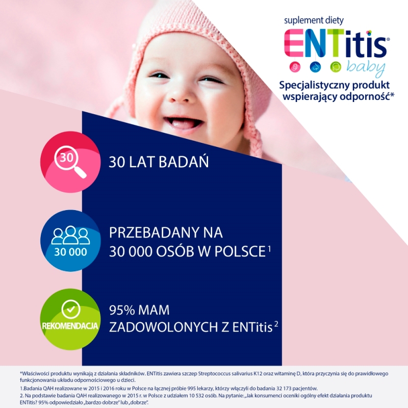 ENTitis Baby, proszek w saszetkach dla dzieci i niemowląt o smaku bananowym, 30 szt.