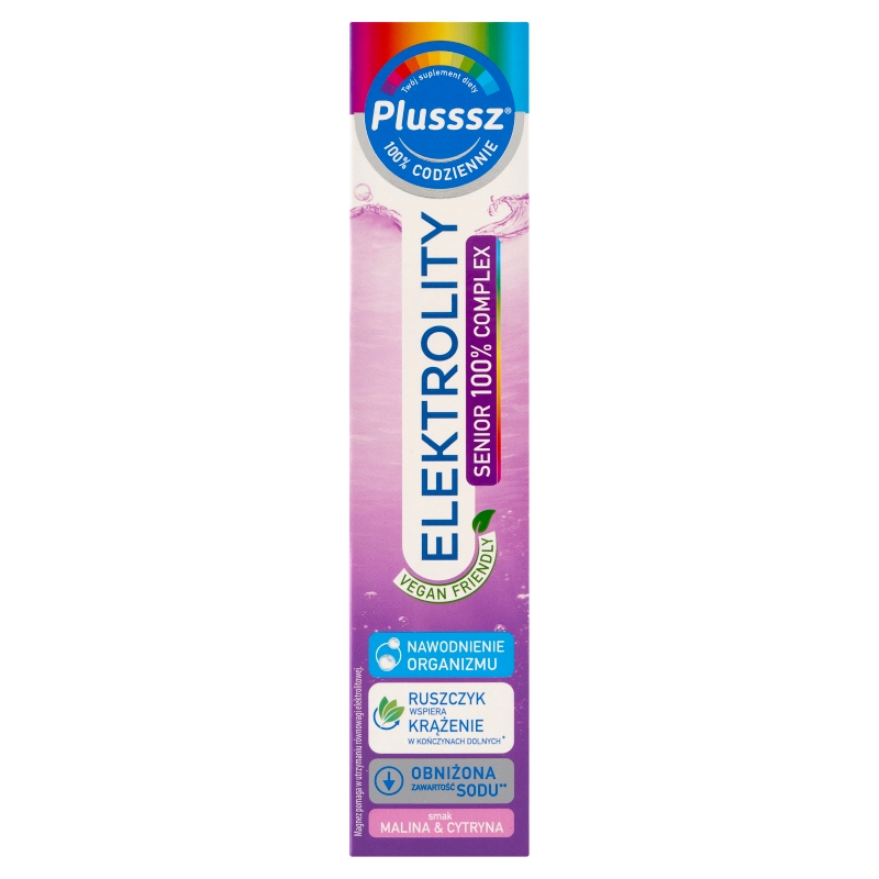 Plusssz Elektrolity Senior tabletki musujące przeznaczone dla osób starszych, 24 szt.