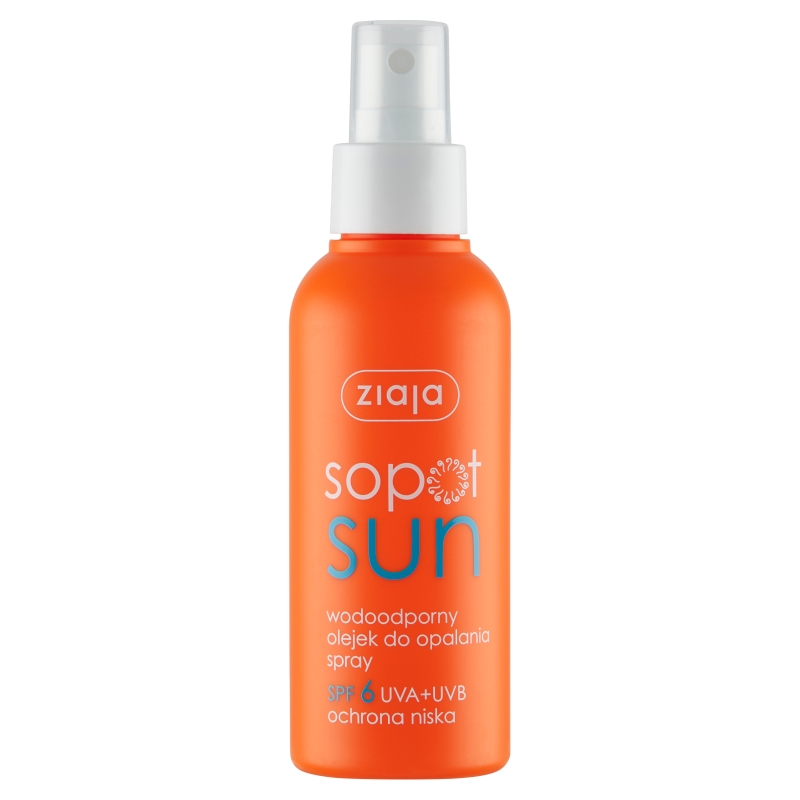 ZIAJA SOPOT SUN, wodoodporny olejek do opalania spray SPF 6, 125 ml