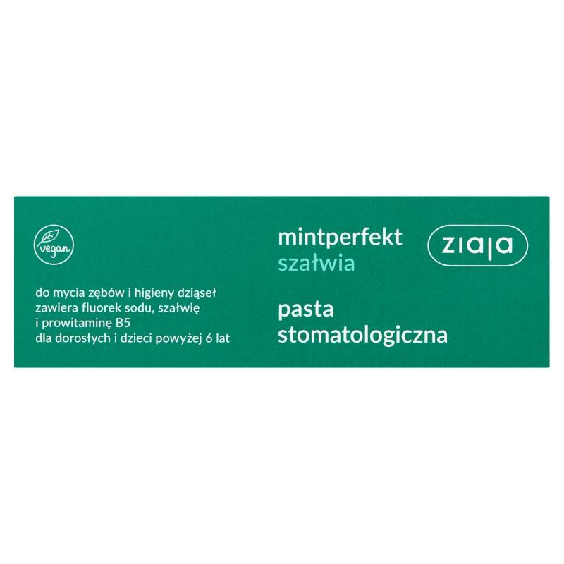 Ziaja Mintperfekt, szałwiowa pasta do zębów z fluorem i prowitaminą B5, 75 ml