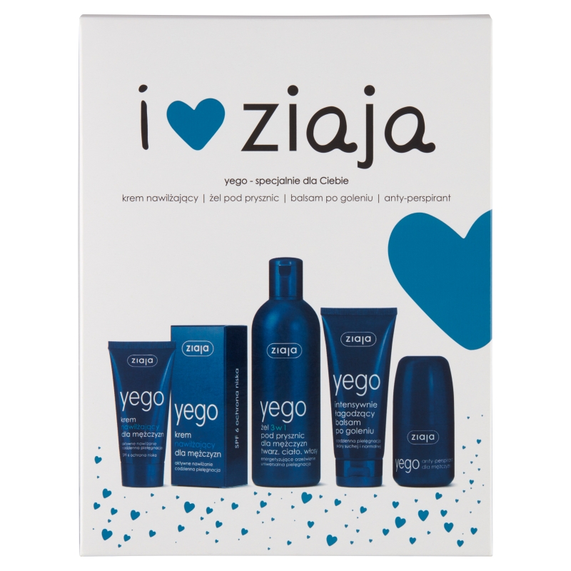 Ziaja YEGO , zestaw: krem nawilżający, żel pod prysznic, balsam po goleniu, anti-perspirant