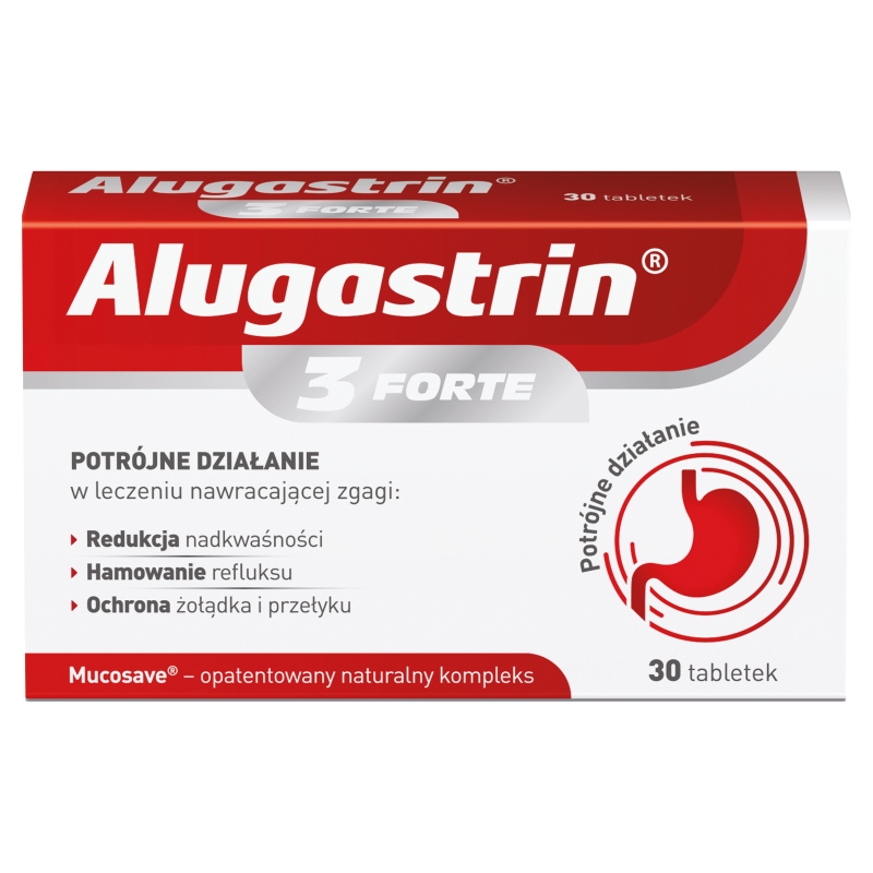 Alugastrin 3 Forte, tabletki na zgagę, redukcję nadkwaśności, 30 szt.