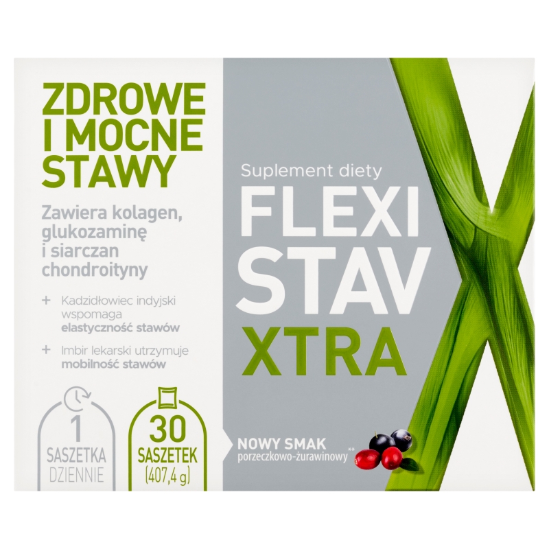 FlexiStav Xtra, proszek ze składnikami na zdrowe i mocne stawy, 30 sasz.
