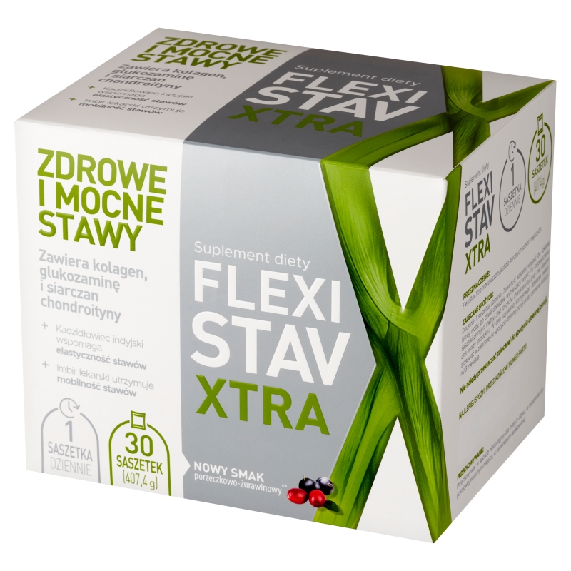 FlexiStav Xtra, proszek ze składnikami na zdrowe i mocne stawy, 30 sasz.