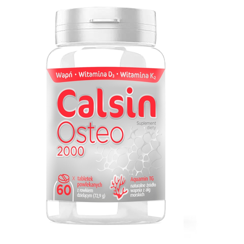 Calsin Osteo 2000 tabletki dla kobiet i mężczyzn po 50. roku życia, 60 szt.