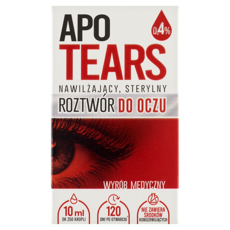 ApoTears, jałowy, nawilżający roztwór do oczu, 0,4 %, 10 ml