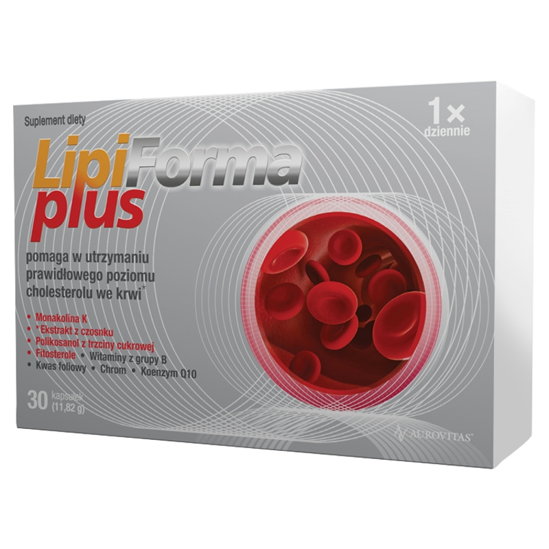 LipiForma Plus, kapsułki ze składnikami wspierającymi właściwy poziom cholesterolu, 30 szt.