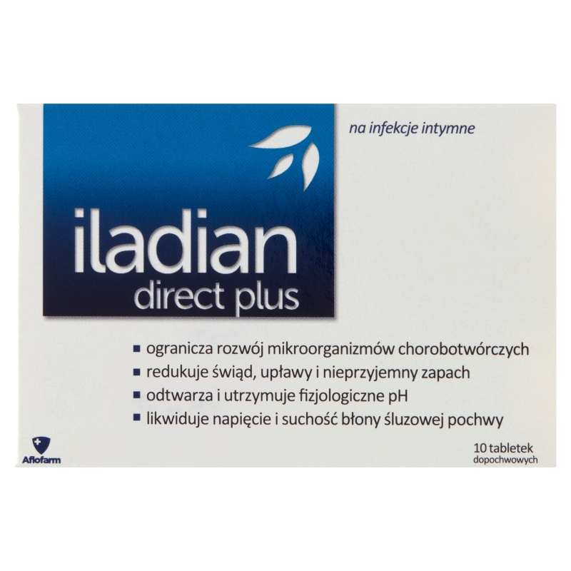 Iladian direct plus, tabletki działające pomocniczo w leczeniu bakteryjnego, grzybiczego lub mieszanego zapalenia pochwy, 10 szt.