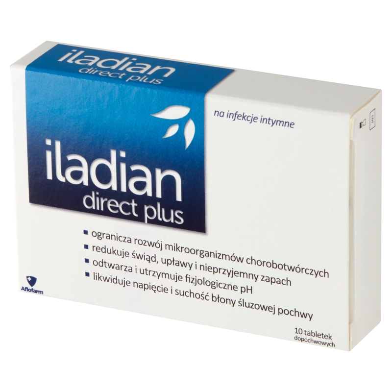 Iladian direct plus, tabletki działające pomocniczo w leczeniu bakteryjnego, grzybiczego lub mieszanego zapalenia pochwy, 10 szt.