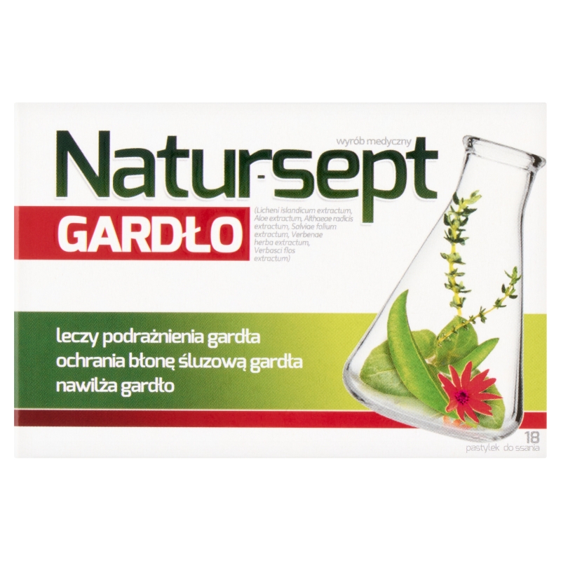 Natur-Sept Gardło, pastylki do ssania nawilżające na podrażnienie gardła, 18 szt.